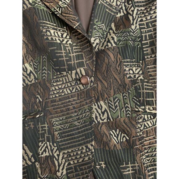 Chicos buttoned blazer animal print jungle theme 3/4 sleeved 2 Brown - Picture 6 of 10